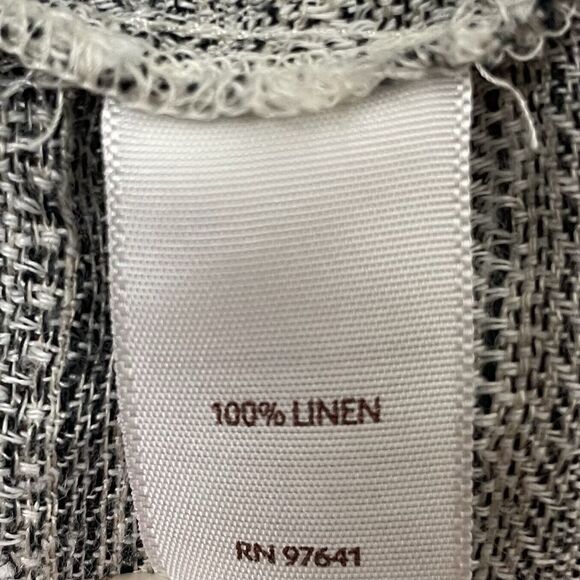 J. Jill Sz Medium Gray Pure Linen Pullover Henley Blouse Pockets Lagenlook - Picture 11 of 12